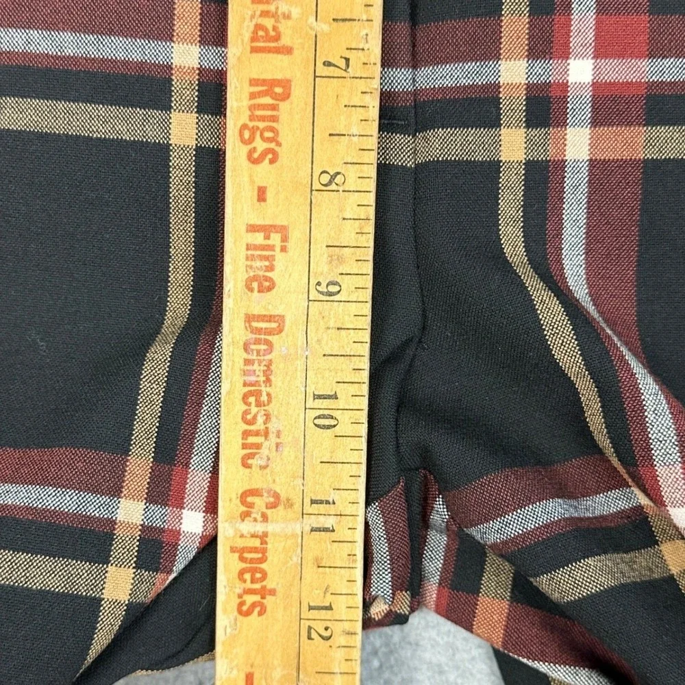 NEW Loft Pants Womens 12 Black Red Plaid Skinny Ankle Mid Rise Dress Flat Front